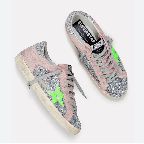 Golden Goose Shoes - Golden Goose Superstar Glitter and Suede Sneakers